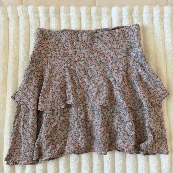 Altar'd State Dresses & Skirts - Altar’d State Pink and Gray Floral A-Line Skirt